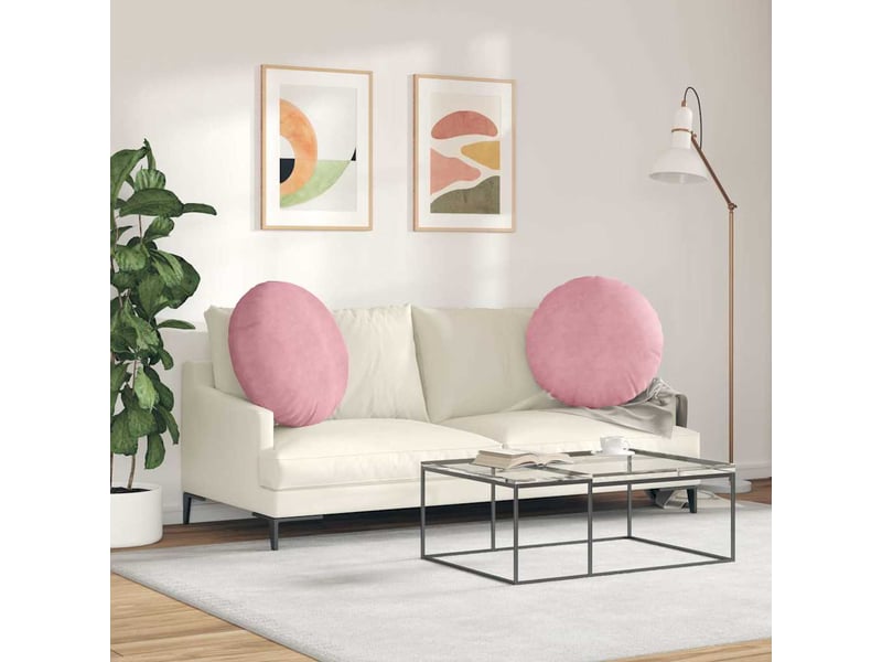 Lot de 2 coussins de siège, coussins décoratifs velours rose ø 80 x 29 cm cf59911  - Conforama D