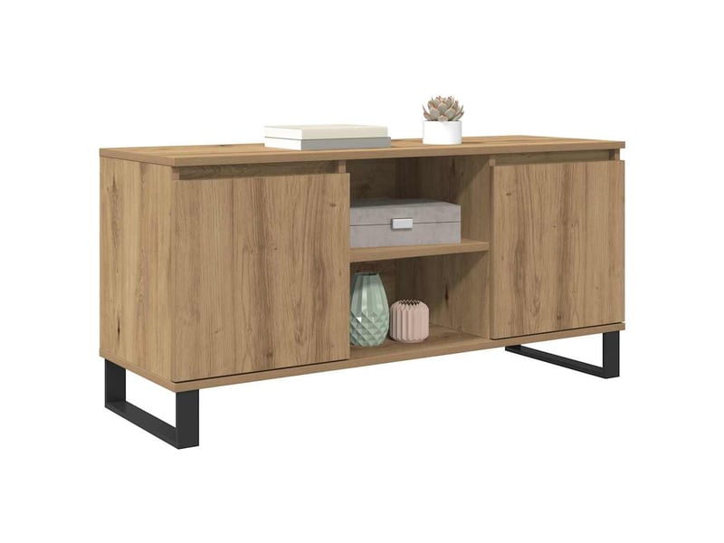  Meuble tv, meuble pour télévision 104 x 35 x 50 cm chêne artisanal bois d'ingénierie  - Conforama C