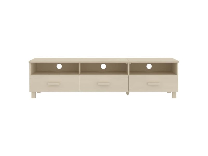  Meuble tv - banc tv - meuble de rangement hamar marron miel 158x40x40 cm bois massif de pin  - Conforama C