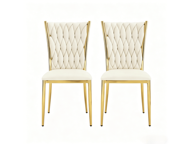  Chaises de salle à manger élégantes avec dossier haut, creme blanc &amp; or - lot de 2  - Conforama A