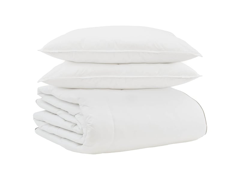 Duvet d'hiver avec oreiller 3 pièces - couette blanc plume de canard - Conforama A