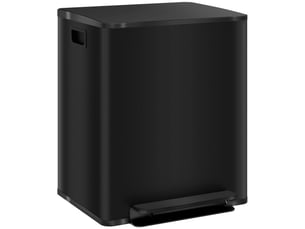 Poubelle à pédale 2x25 l en inox avec couvercle et bacs intérieurs, 47,7x37,5x56 cm