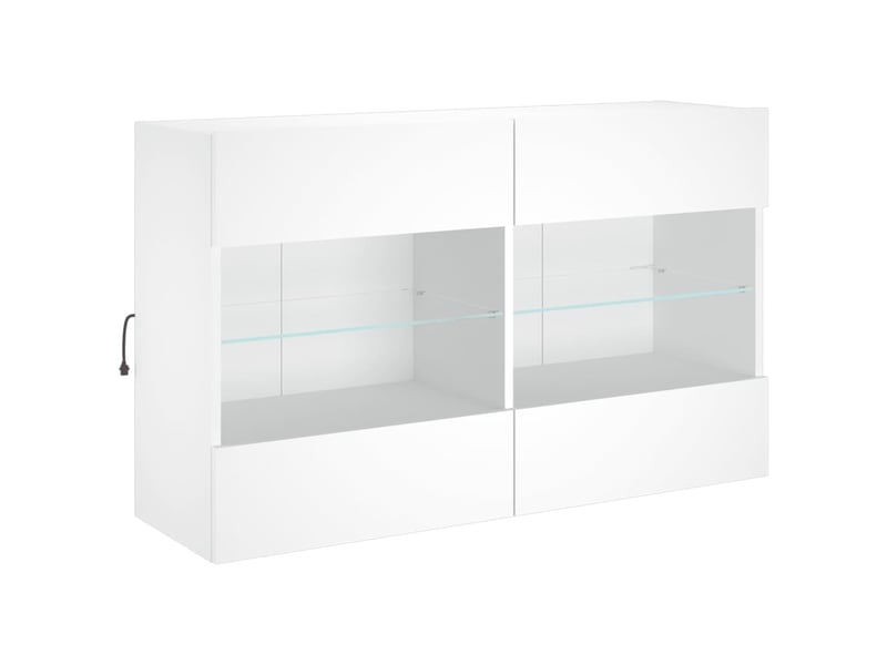  Meuble tv - banc tv - meuble de rangement mural avec lumières led blanc 98,5x30x60,5 cm  - Conforama E