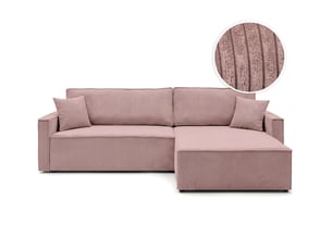 Canapé d'angle réversible convertible LOUNGITUDE FARAH 5 places Velours côtelé Rose