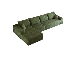 Canapé d'angle, canapé modulable, vert, assise profonde, livré monté, design moderne, 340 cm, pour salon, appartement, chambre