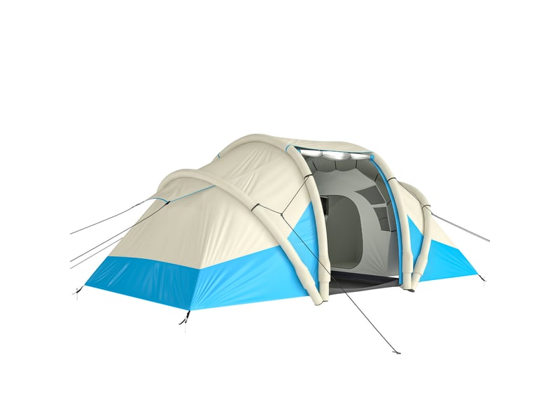  Tente gonflable, facile à monter, 4 personnes, 2 chambres, bleue  - Conforama B
