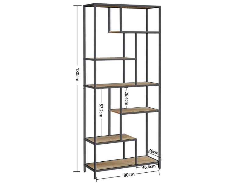  Étagère - leobert - chêne sonoma - 80 x 30 x 180 cm  - Conforama C