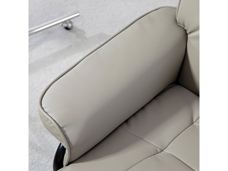 Fauteuil relax inclinable pivotant réglable avec repose-pied bois synthétique gris - Conforama E