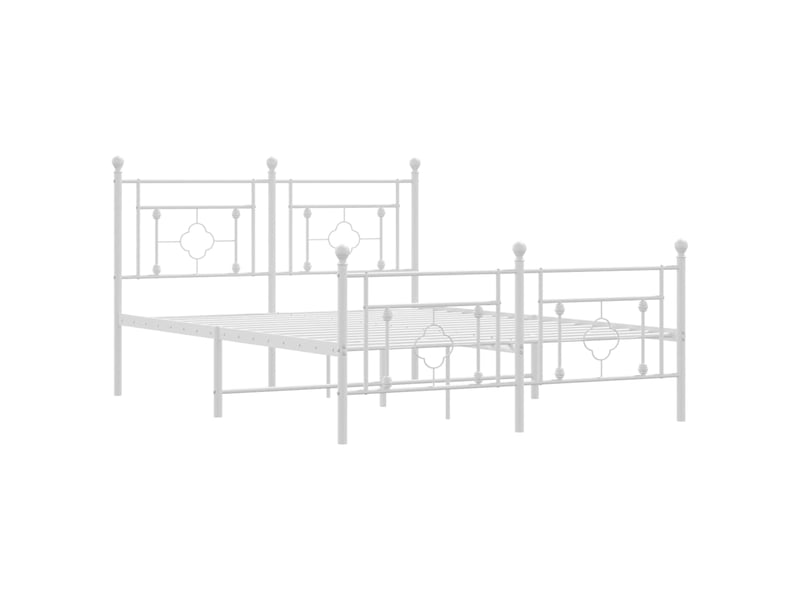  Lit double- lit adulte -  cadre de lit métal sans matelas et pied de lit blanc 135x190 cm  - Conforama C