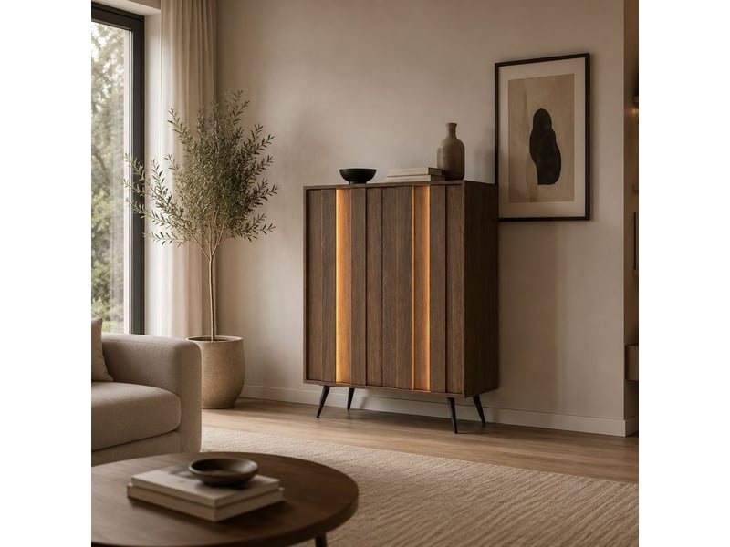  Buffet hafano, meuble 2 étagères, 94x40x126h cm marron noyer Hafano - Conforama B