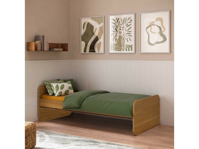 Lit 1 place 90x190 cm lupin noisette Lupin - Conforama C