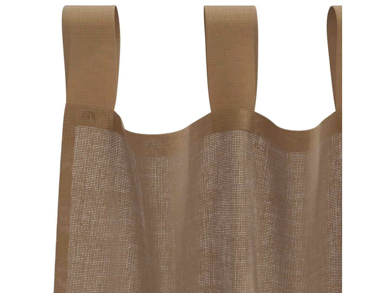  Lot de 2 rideaux en voile, voilages avec boucles marron clair 140x260 cm cf44307  - Conforama E
