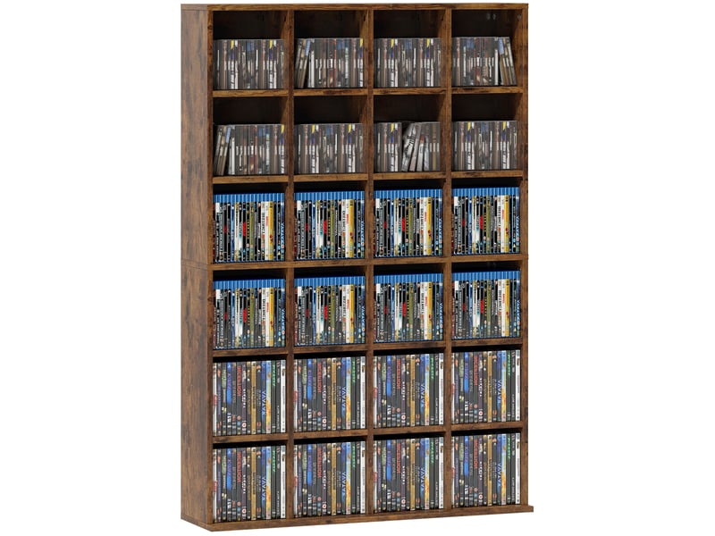  Étagère multimédia 24 compartiments 16 étagères réglables marron 89 x 20 x 130,5 cm  - Conforama A