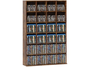 Étagère multimédia 24 compartiments 16 étagères réglables marron 89 x 20 x 130,5 cm