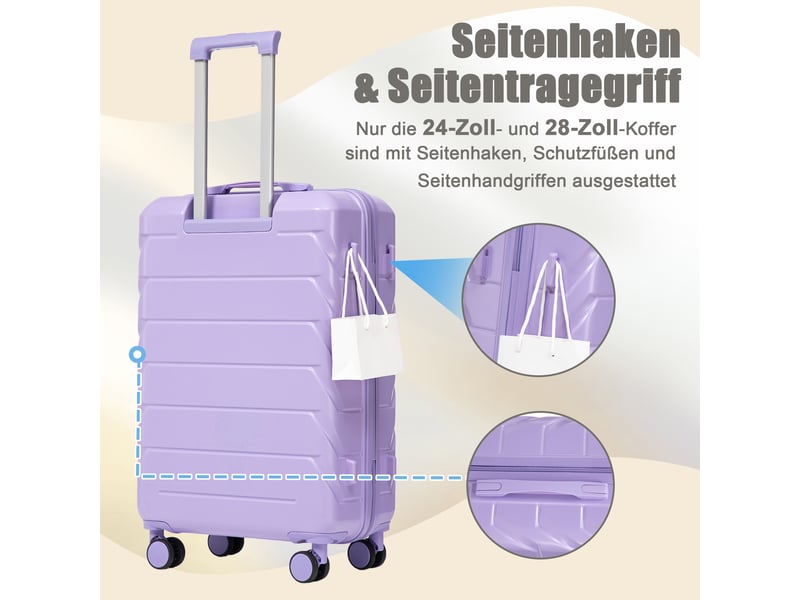 Set de 4 valises rigides,14192428 pouces,avec serrure,abs,bleu et violet - Conforama E