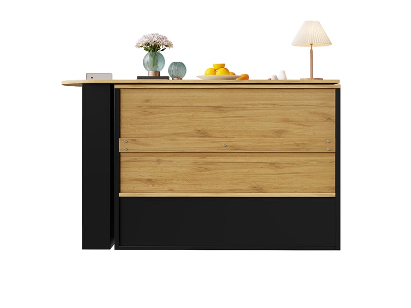  Buffet extensible pivotant à 360° avec 2 portes vitrées en mdf 138-204×39×102,5 cm noir  - Conforama D