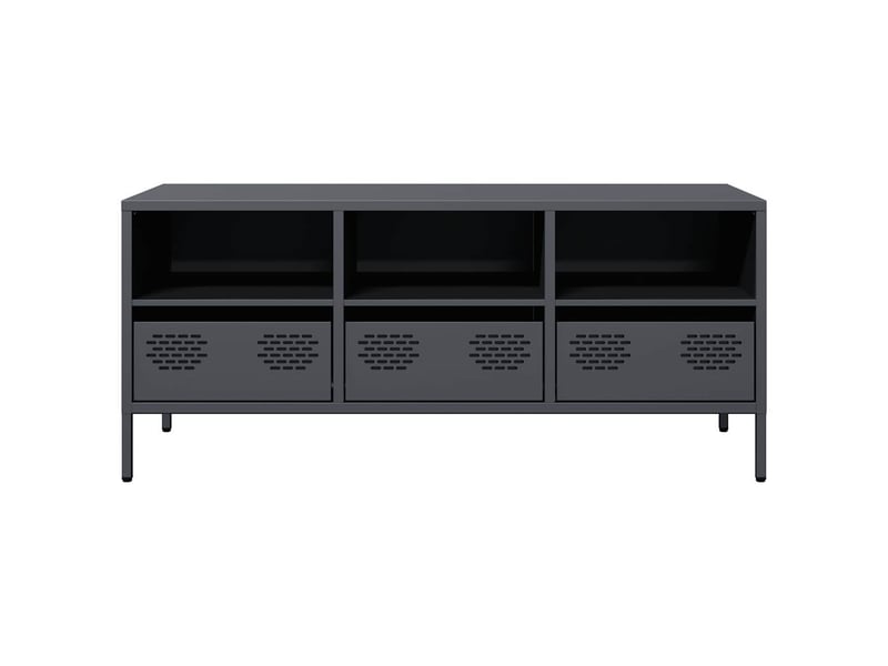  Meuble tv - banc tv - meuble de rangement anthracite 101,5x39x43,5 cm acier laminé à froid  - Conforama D