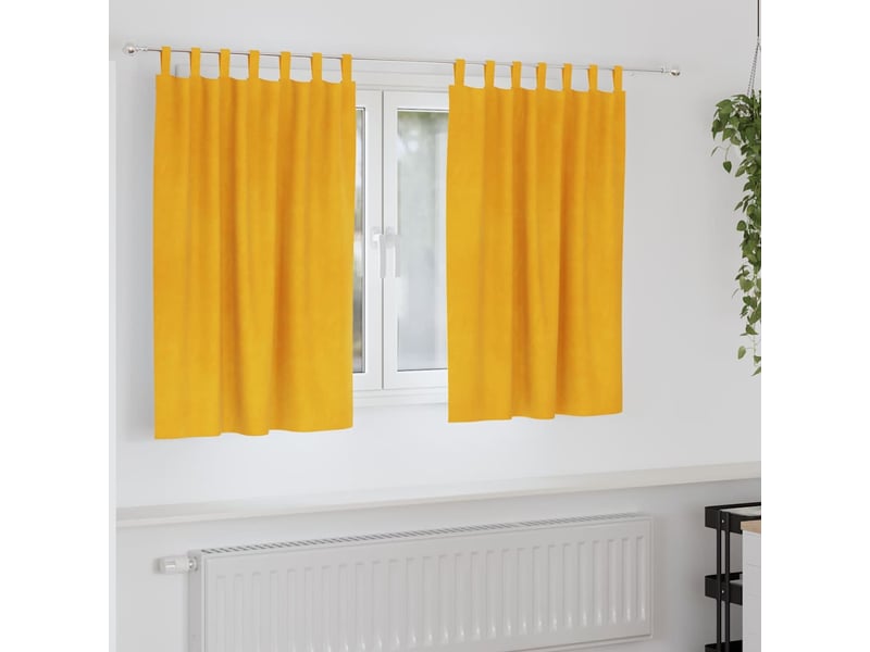 Lot de 2 rideaux, rideaux de fenêtre jaune moutarde 140 x 140 cm velours cf44076 - Conforama B