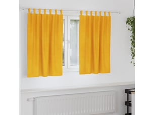 Lot de 2 rideaux, rideaux de fenêtre jaune moutarde 140 x 140 cm velours cf44076