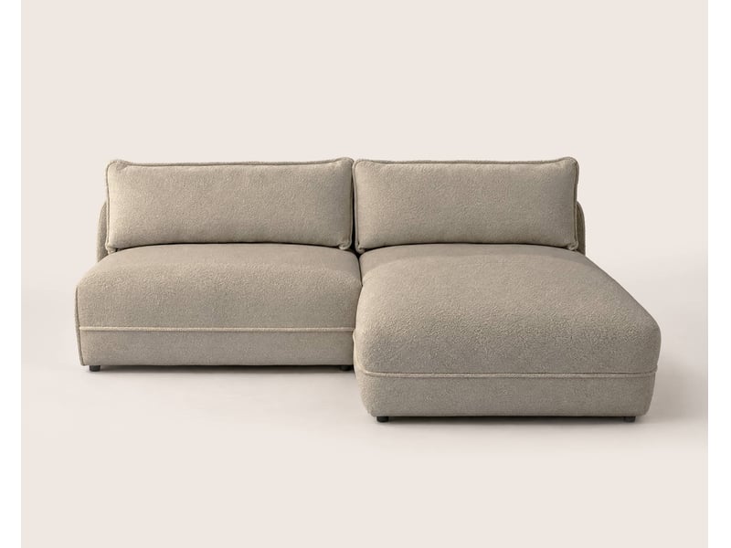 Lucien - canapé d'angle droit 4 places ouvert en tissu bouclette - - taupe LUCIEN - Conforama E
