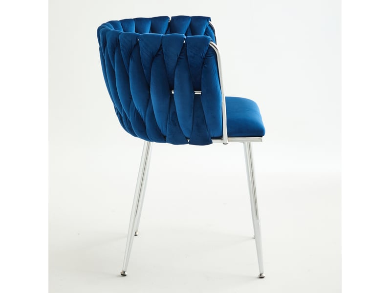  Lot de 2 chaises de salle à manger 55 x 48 x 75 cm – bleu marine – velours et pieds métalliques argentés  - Conforama D