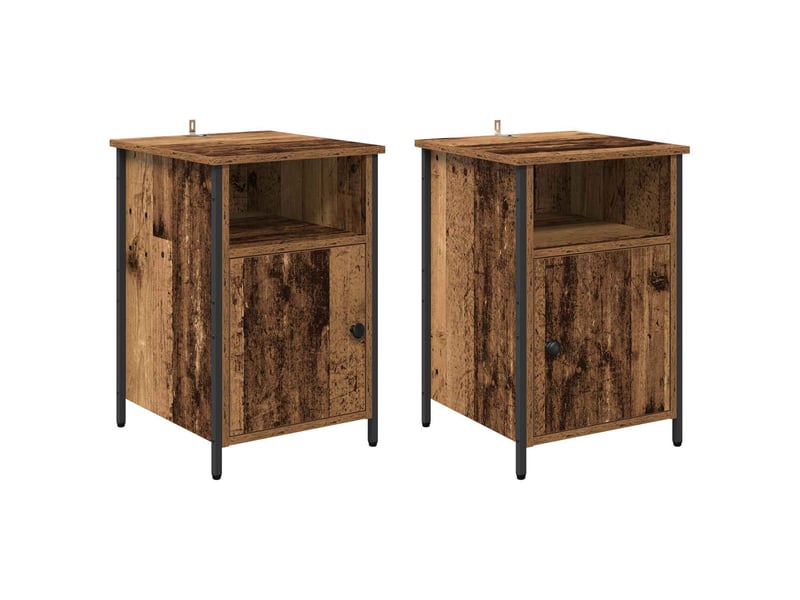  Table de chevet - cabinet de chevet - table de nuit 2 pièces bois ancien 40 x 42 x 60 cm  - Conforama A