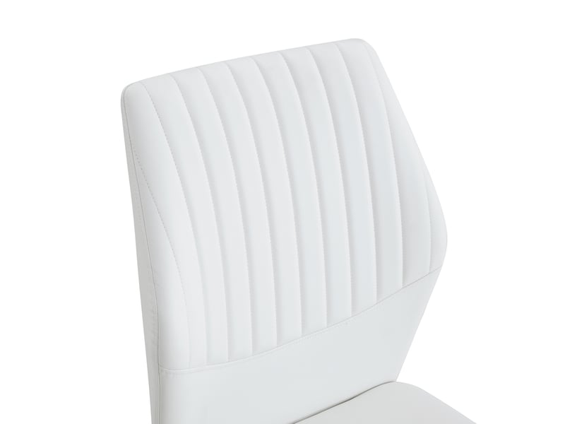  Lot de 4 chaises de salle à manger 93 cm, dossier à rainures, pour cuisine, mobilier de salle à manger, blanc+argenté, pu  - Conforama E