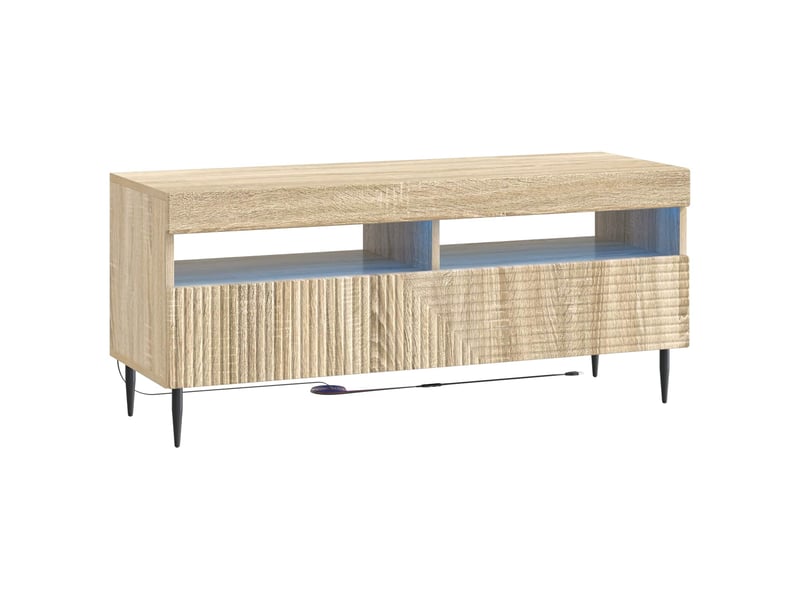Ensemble de 3 meubles tv led chêne sonoma bois d'ingénierie shl31346 - Conforama E