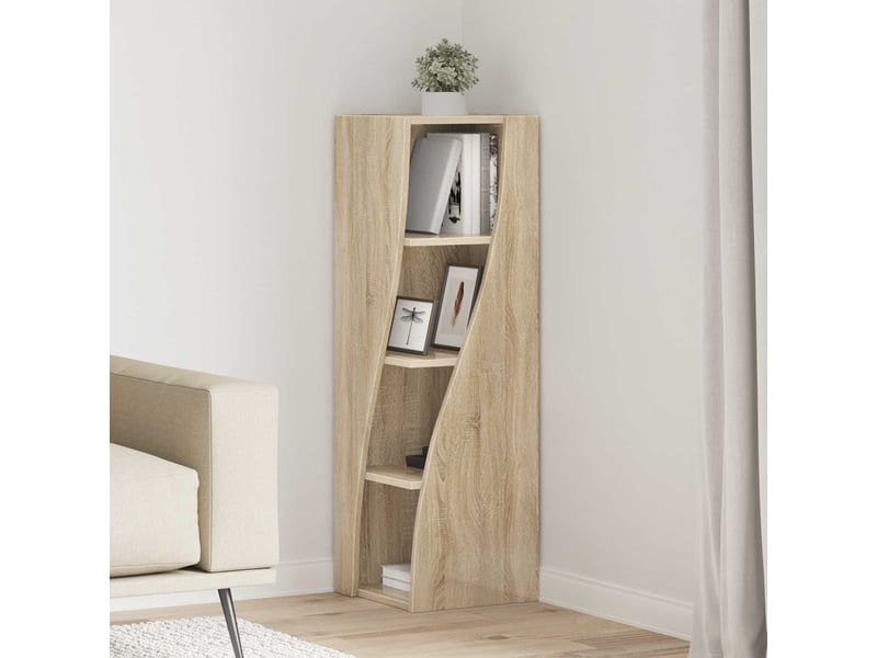 Meuble d'angle, meuble de rangement salon 32x32x102cm bois d'ingénierie chêne sonoma - Conforama B