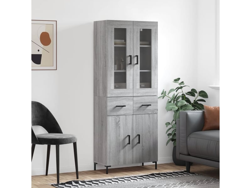  Buffet haut - bahut - meuble de rangement sonoma gris 69,5x34x180 cm bois d'ingénierie  - Conforama B