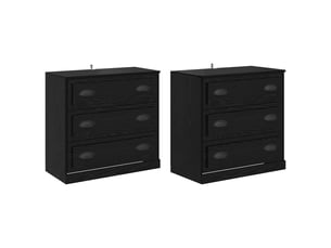 Buffet - bahut - meuble de rangements 2 pc chêne noir 70 x 35,5 x 67,5 cm bois d'ingénierie