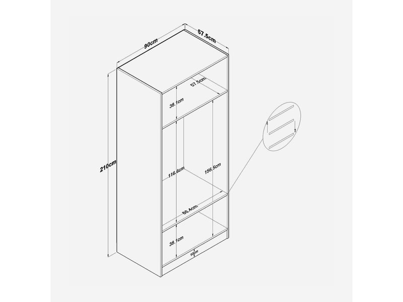  Armoire 2 portes avec étagère et tringle penderie sovereign  - Conforama D