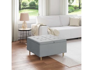 Ottoman, repose pied salon avec rangement gris clair 80x80x45 cm tissu