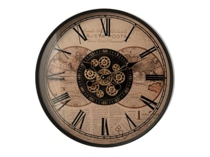 Horloge murale ronde mappemonde sofie 60cm beige