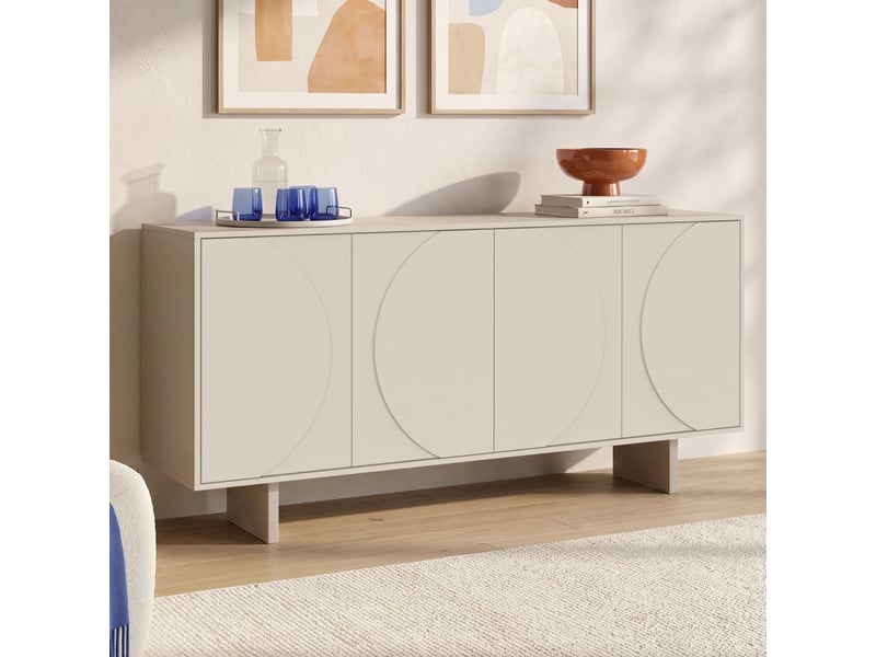  Buffet 160 cm arvin 4 portes avec reliefs arrondis bois coloris beige  - Conforama B