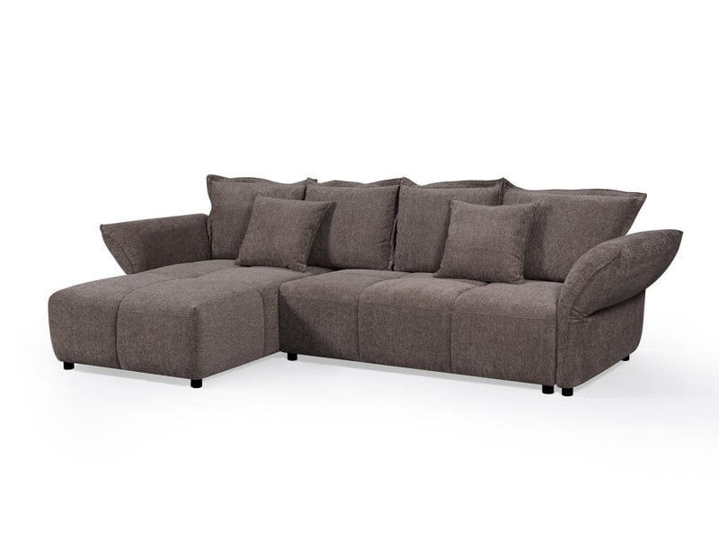 Canapé d'angle convertible réversible en velours tissé marron beline SF771-ANG-MARR - Conforama A