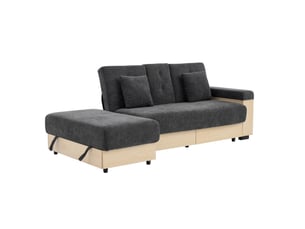 Canapé droit convertible <strong>WISHDOR</strong> <strong></strong> 3 places Tissu gris avec coffre de rangement