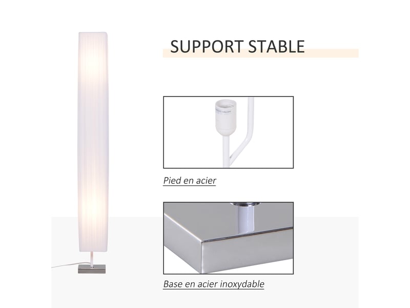  Lampadaire lampe sur pied de salon style moderne lampadaire sur pied avec interrupteur blanc acier  - Conforama E