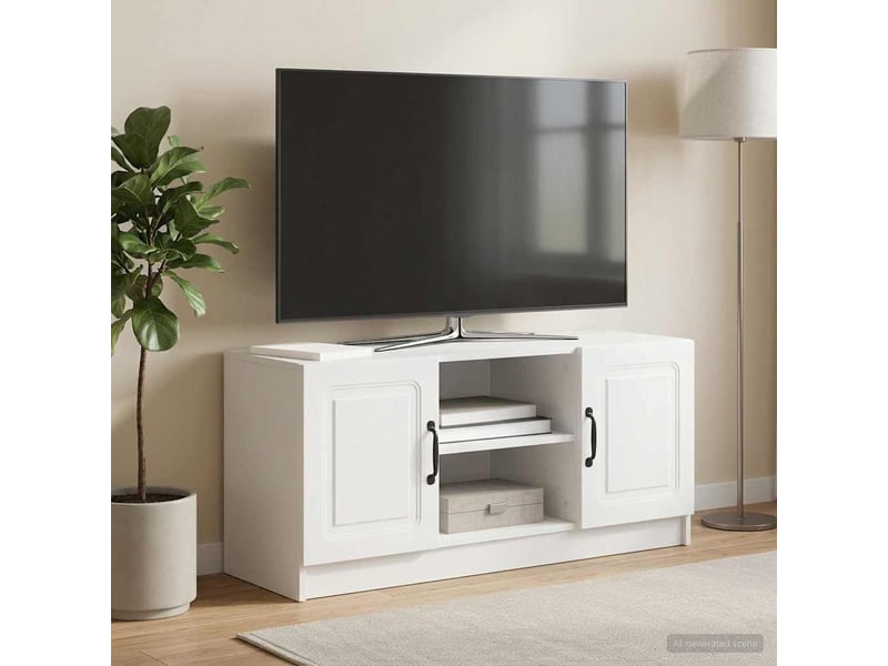  Meuble tv - banc tv - meuble de rangement blanc 102 x 34,5 x 47 cm bois d'ingénierie  - Conforama B