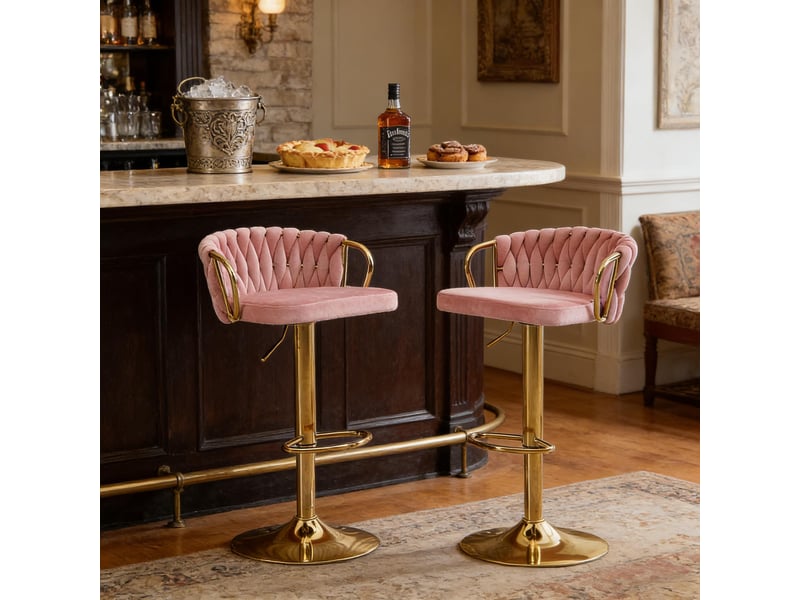  Tabourets de bar élégance lot de 2, coussin doux, cuisine, café et sièges confortables modernes  - Conforama E