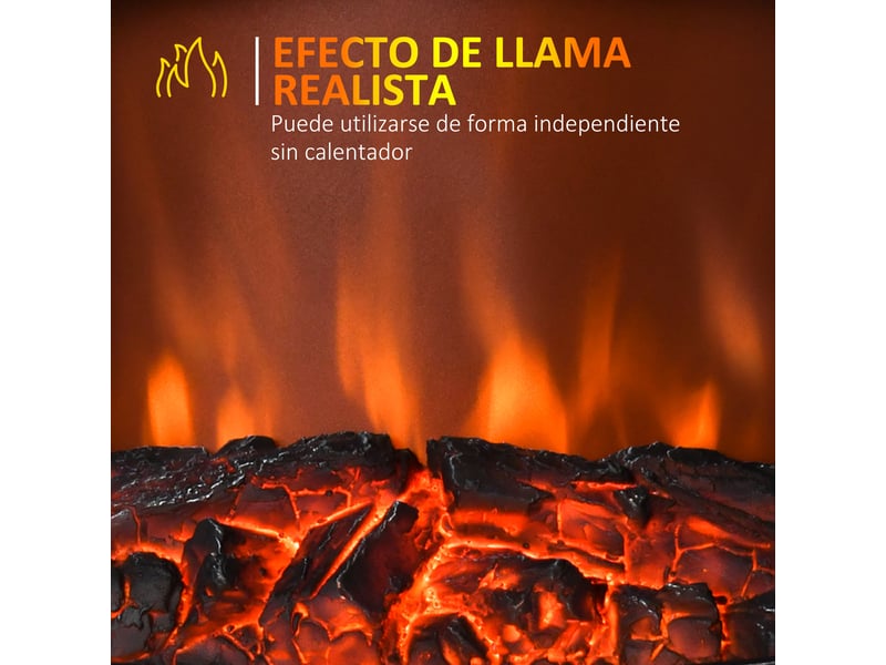  Cheminée électrique mobile 1000 w2000 w, effet flammes led, 15 à 30 m², noire  - Conforama W
