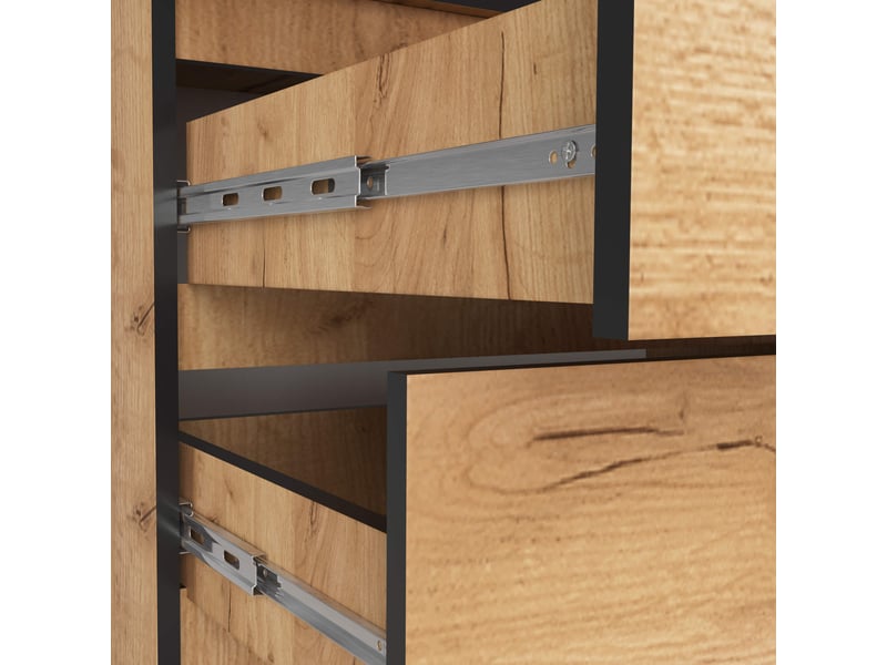  Armoire avec surmeuble akord s90 chêne craft 90 cm 2 portes 2 tiroirs façade chêne craft 6 étagères 90x51x234 cm  - Conforama D