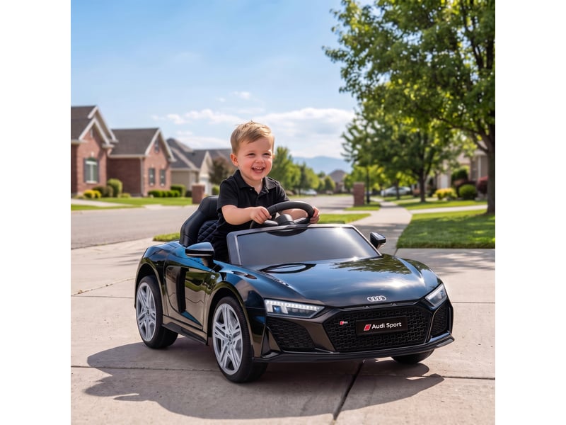  Voiture électrique enfants 12v audi r8 spyder 2 moteurs noir  - Conforama D