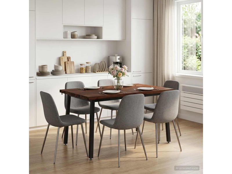  Table à manger moderne 120x80x75 cm bois d'acacia massif marron foncé et noir shl38933  - Conforama C