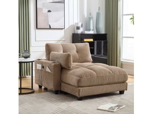 Canapé droit fixe <strong>MAISENTIEL</strong> <strong></strong> 1 place Velours côtelé beige