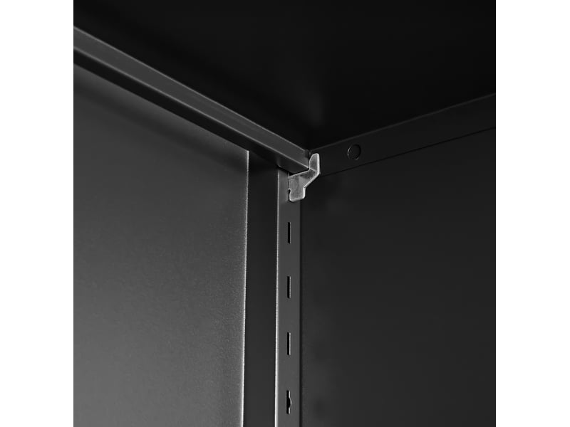 Buffet haut de rangement 165x70x35 cm, avec 2 portes en métal, style contemporain, meuble de rangement, coloris noir - Conforama E