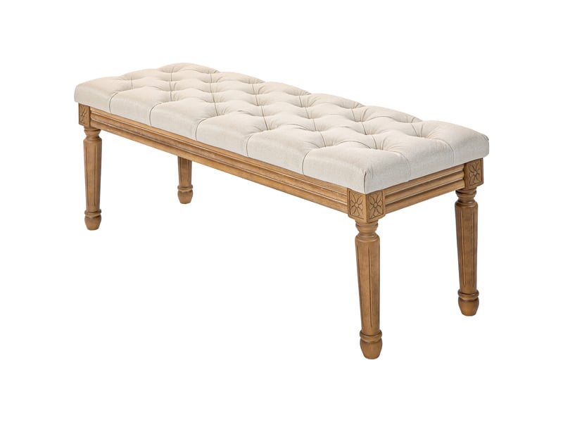  Banquette capitonnée, style vintage, 120 x 41 x 48 cm, blanc crème  - Conforama B