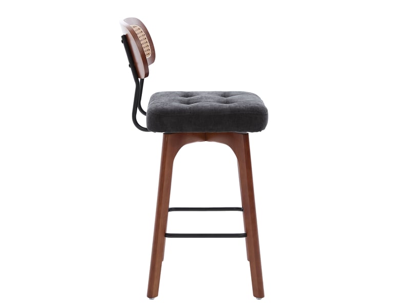  Lot de 2 tabourets de bar pivotants 360° 44x51x96 cm en chenille noir  - Conforama E