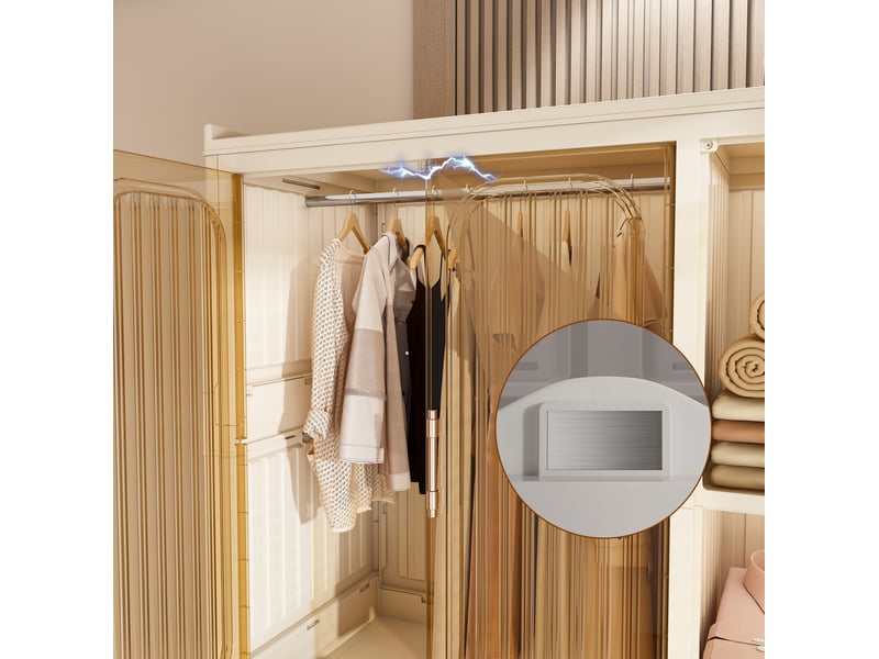  Armoire pliable modulable 92 x 45 x 196 cm – beige – 9 portes magnétiques et roulettes verrouillables  - Conforama D