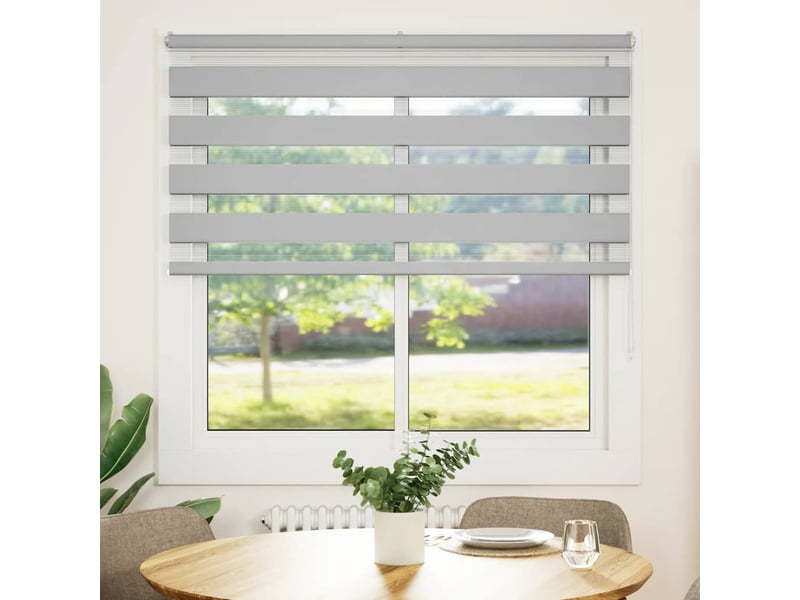 Store zèbre, store de fenêtre gris clair largeur du tissu 135,9 cm polyester cf48466 - Conforama A
